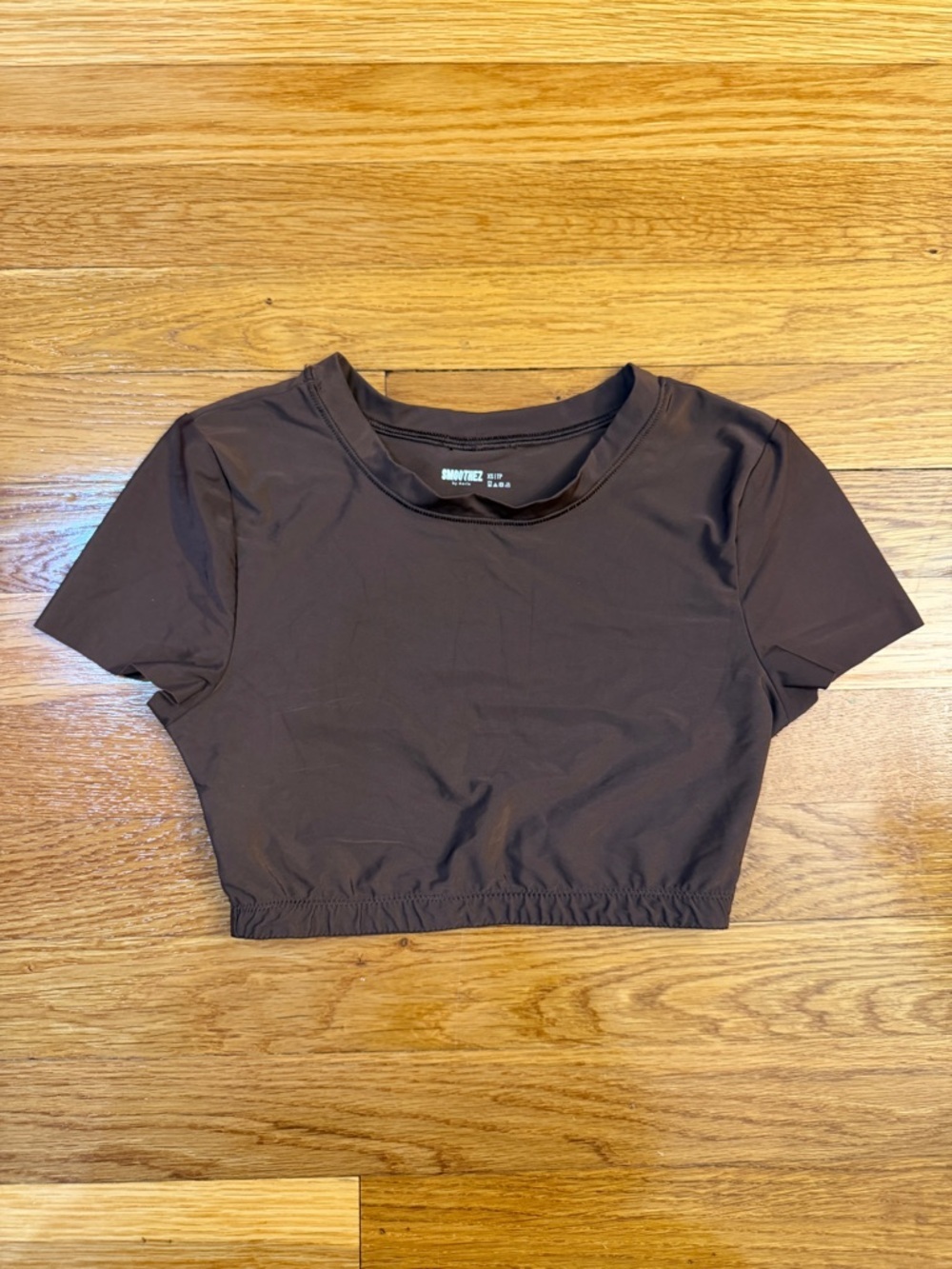Aerie Smoothez Super Cropped T-shirt in Brown - Size XS